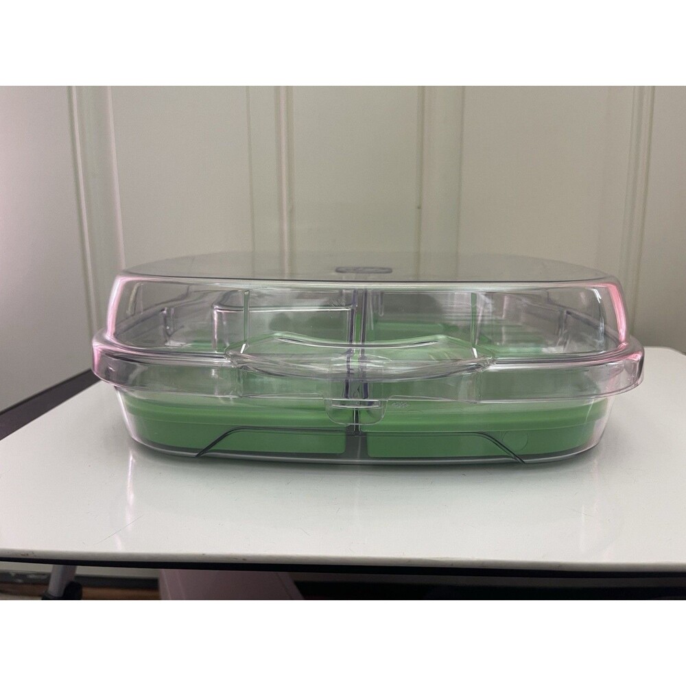 Pampered Chef Large Square Cool & Serve Green Tray w Carry Bag #2292 - Picture 8 of 13